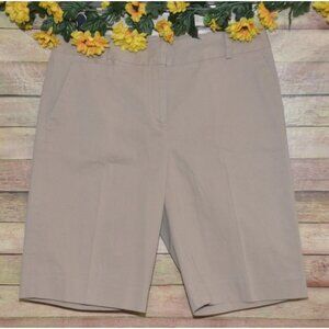 Talbots Ladies Brown Khaki Casual Bermuda Shorts Size 6 Stretch Knee Length